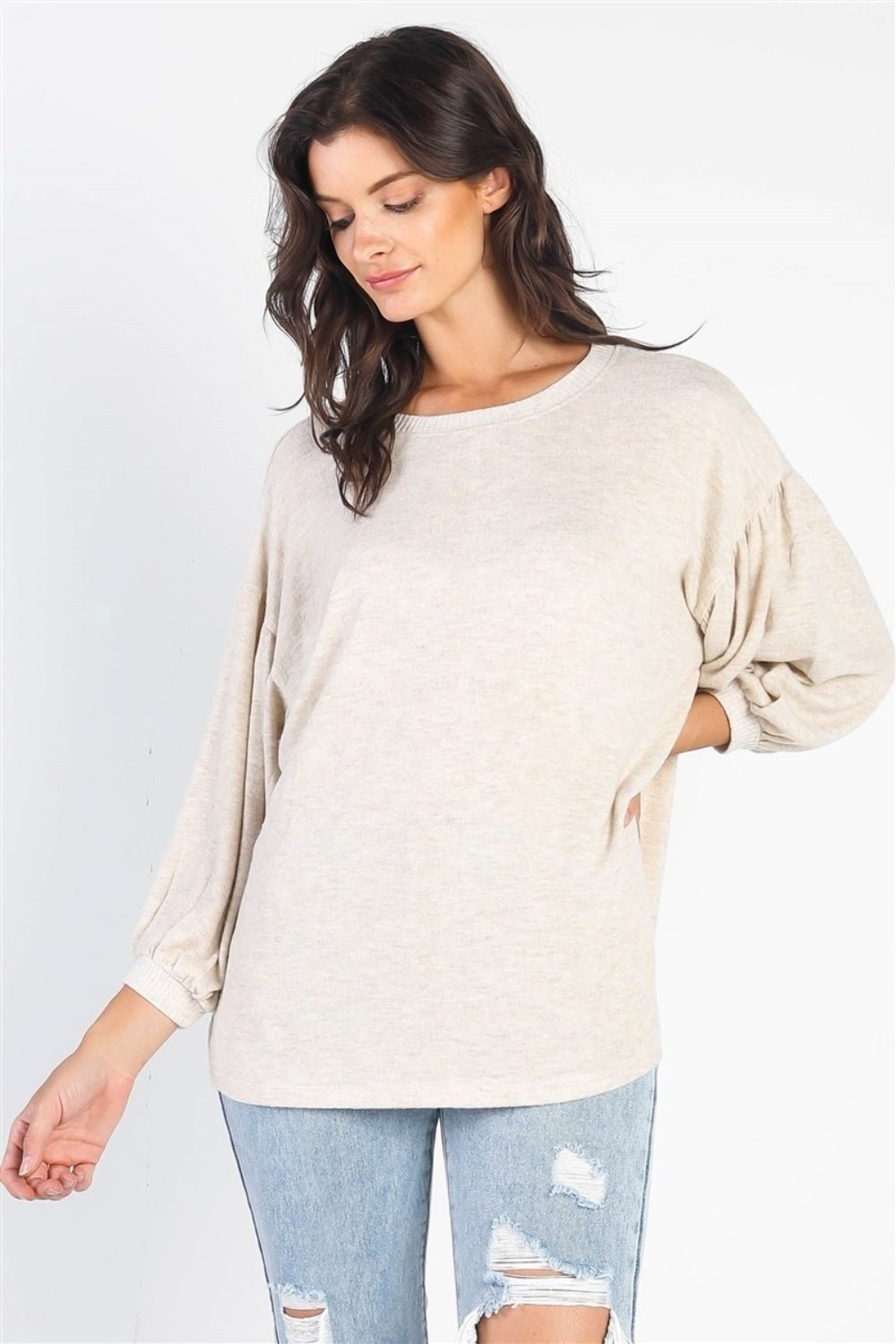 Cherish Apparel Drop Shoulder Puff Sleeve Top - Admiresty