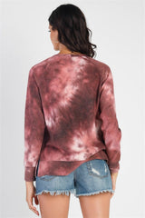 Cherish Apparel Tie - Dye Round Neck Long Sleeve Sweatshirt - Admiresty