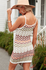 Chevron Stripe Spaghetti Strap Knit Dress - Admiresty