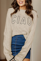 CIAO Round Neck Dropped Shoulder Sweater - Admiresty