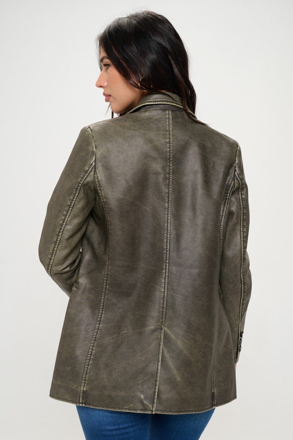 Coalition LA Single - Breasted Vegan Leather Blazer - Admiresty