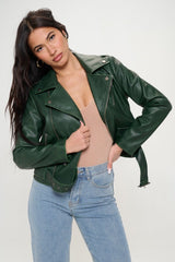 Coalition LA Zip Up Biker Jacket with Belt - Admiresty