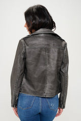 Coalition LA Zip Up Biker Jacket with Belt - Admiresty