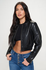 Coalition LA Zip Up Cropped Bomber Jacket - Admiresty