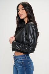 Coalition LA Zip Up Cropped Bomber Jacket - Admiresty