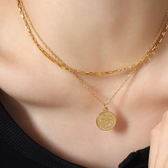 Coin Titanium Steel Double - Layered Necklace - Admiresty