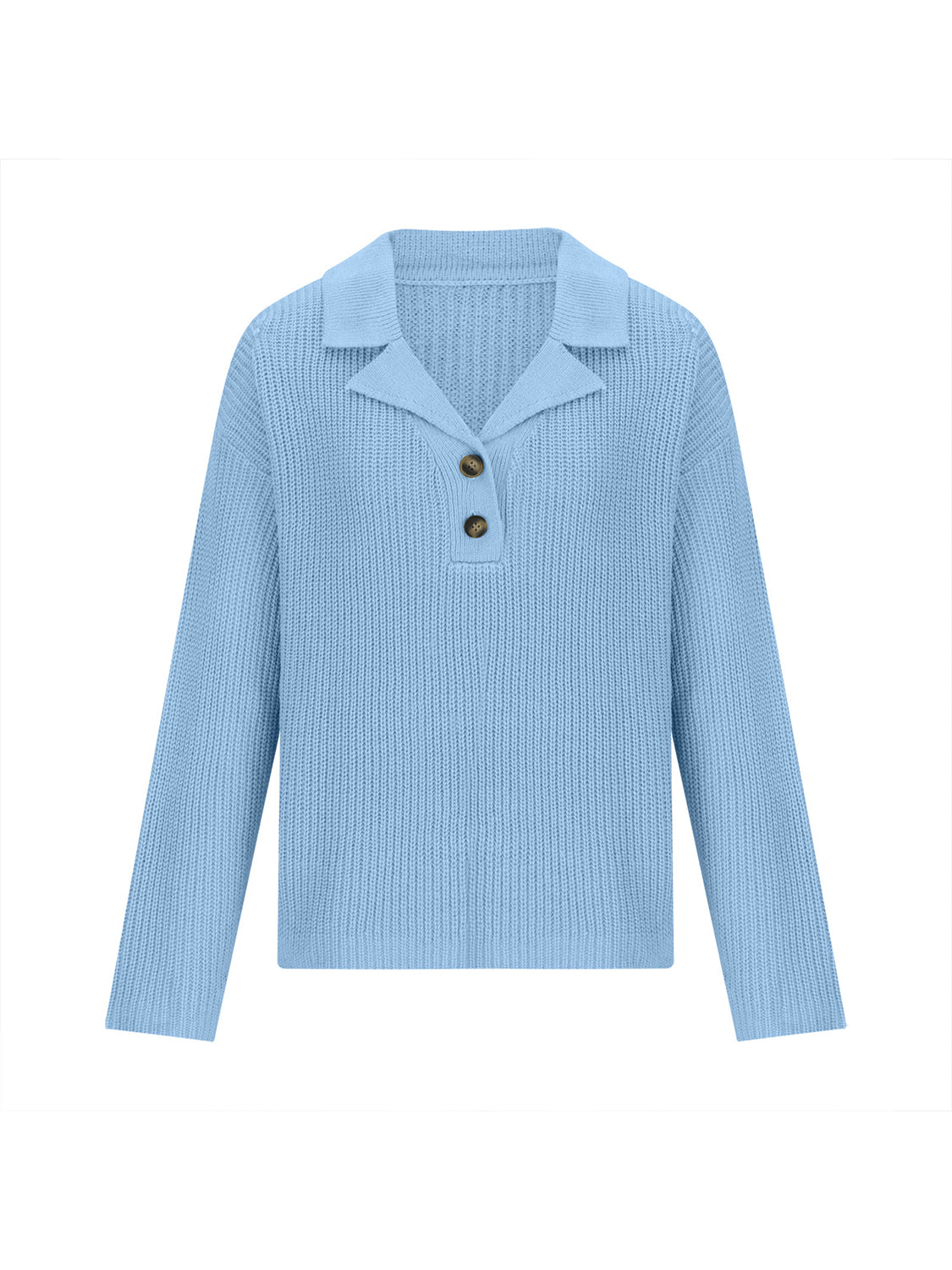 Collared Neck Half Button Knit Top - Admiresty