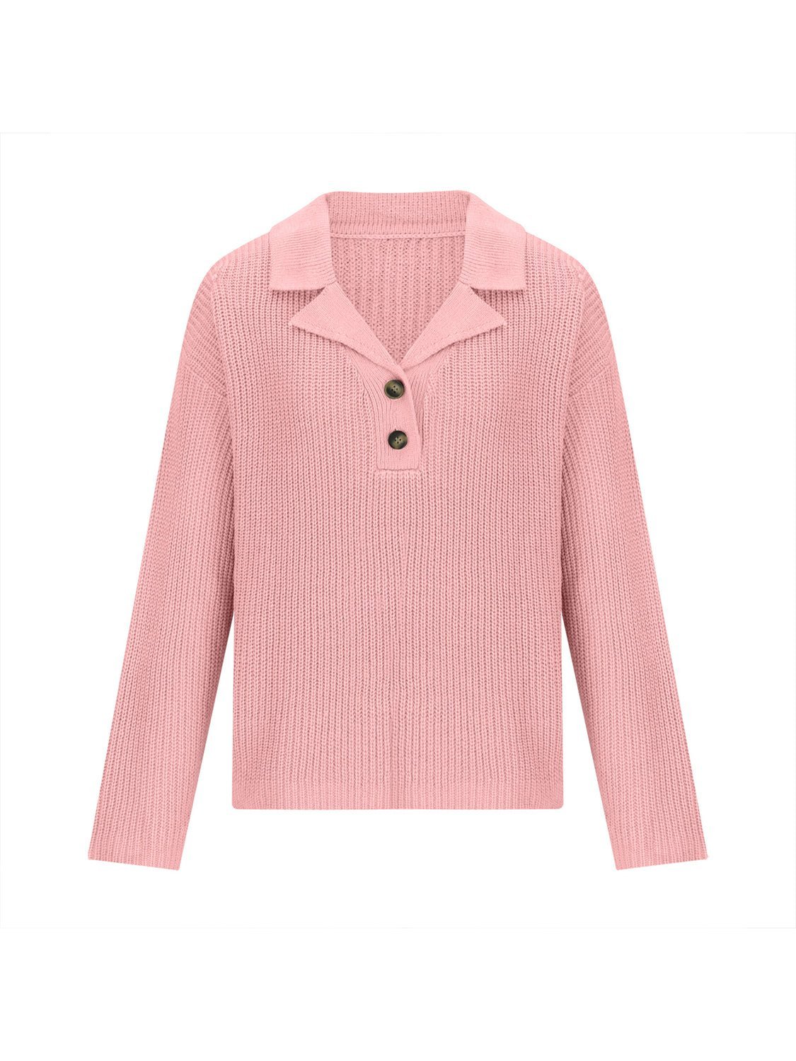 Collared Neck Half Button Knit Top - Admiresty