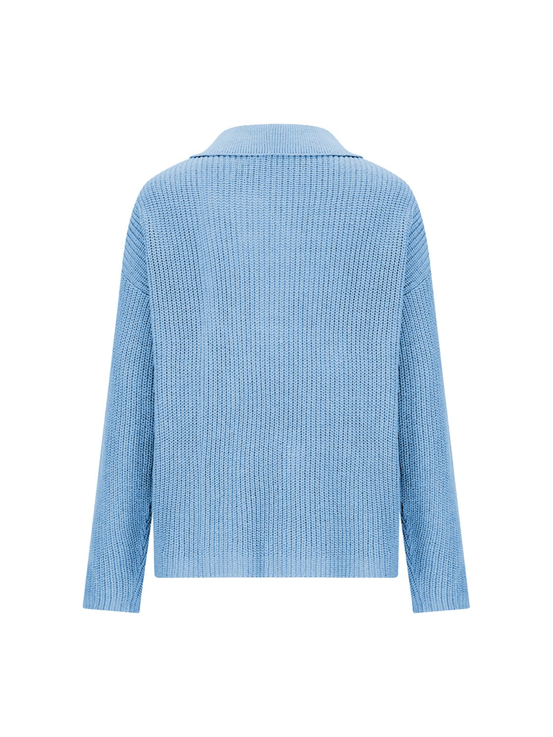 Collared Neck Half Button Knit Top - Admiresty