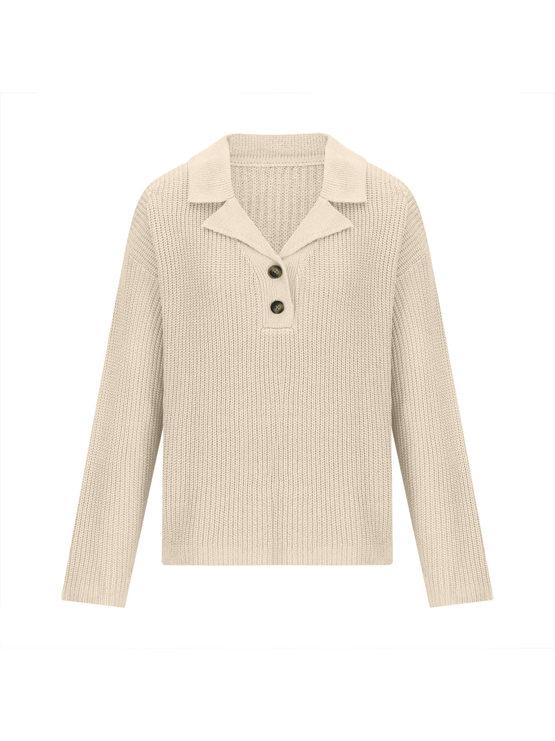 Collared Neck Half Button Knit Top - Admiresty