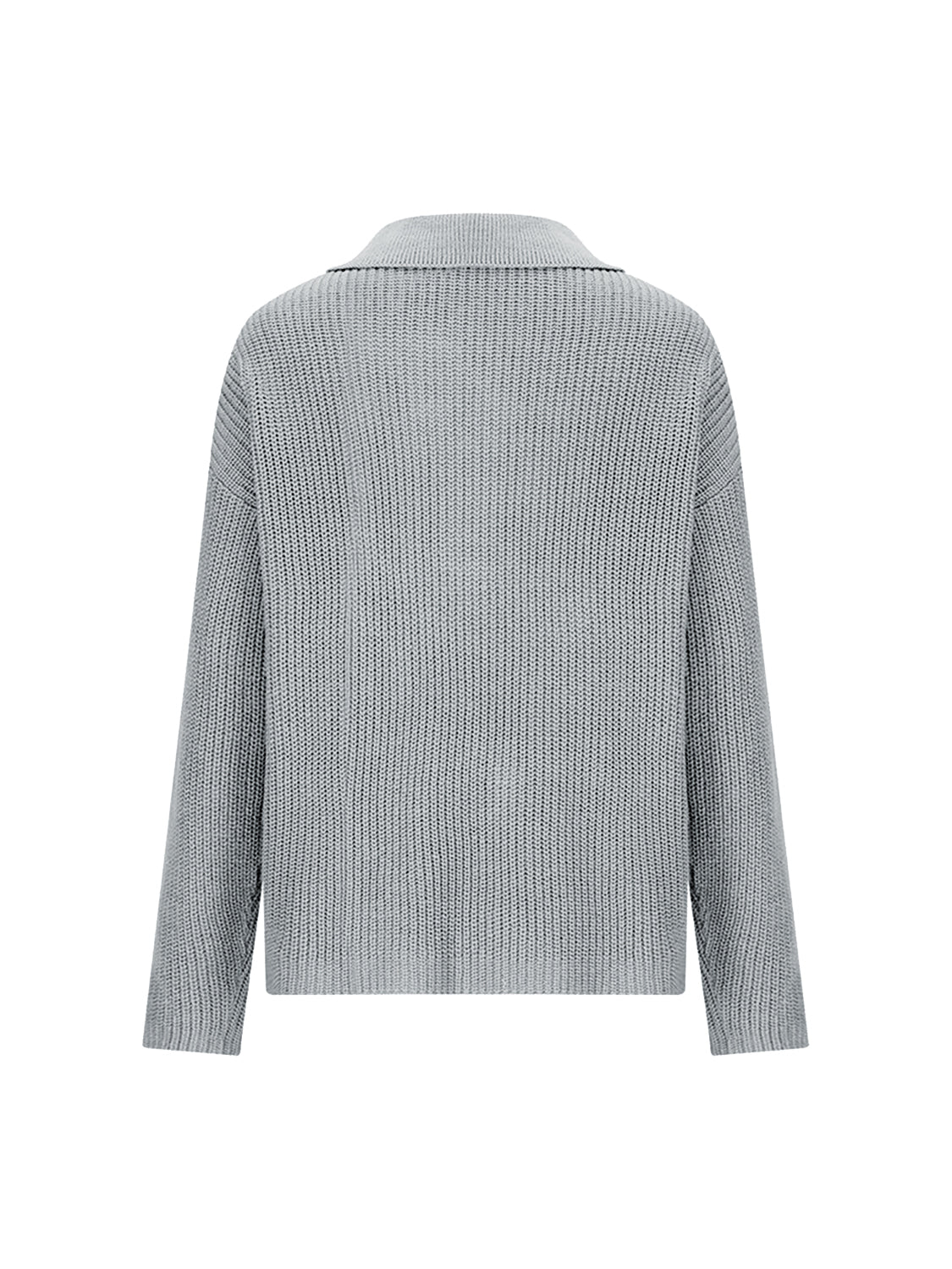 Collared Neck Half Button Knit Top - Admiresty