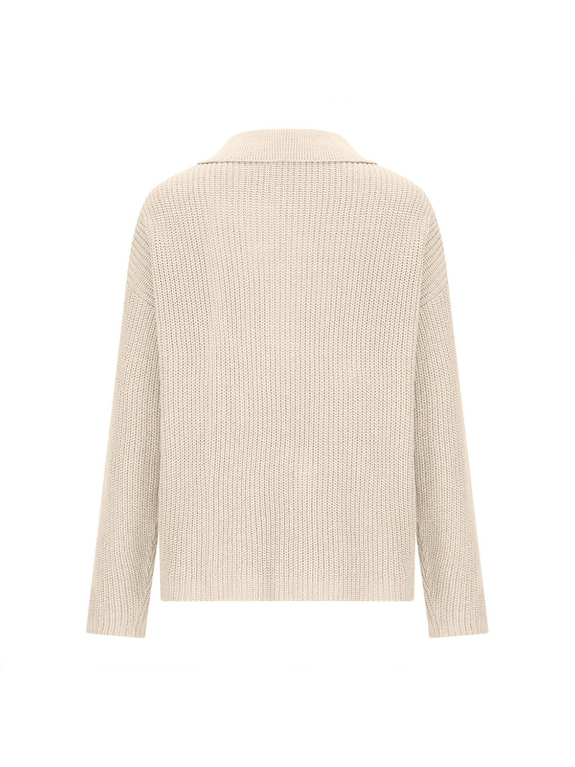 Collared Neck Half Button Knit Top - Admiresty