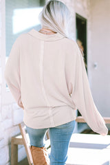 Collared Neck Half Button Long Sleeve Blouse - Admiresty