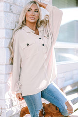 Collared Neck Half Button Long Sleeve Blouse - Admiresty