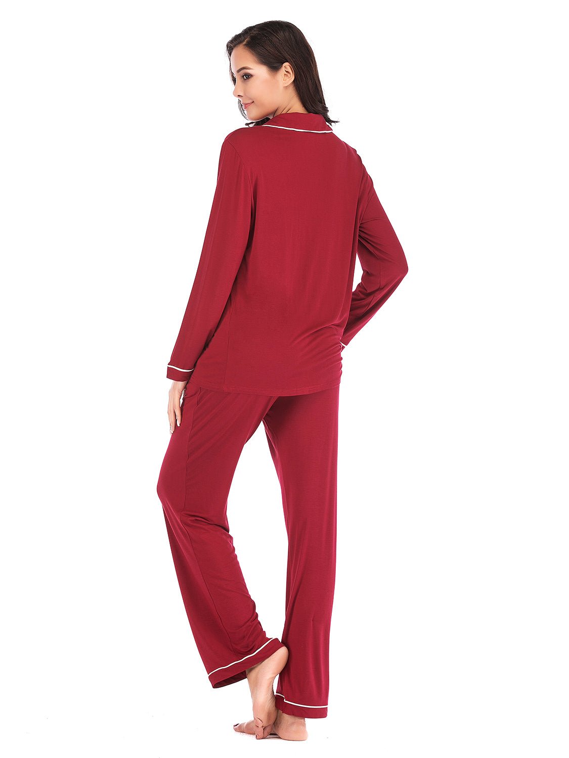 Collared Neck Long Sleeve Loungewear Set with Pockets - Admiresty