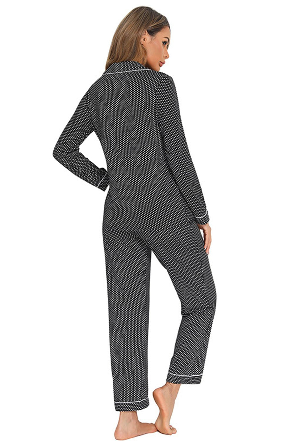 Collared Neck Loungewear Set with Pocket - Admiresty