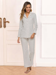 Collared Neck Loungewear Set with Pocket - Admiresty