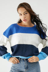 Color Block Dropped Shoulder Sweater - Admiresty