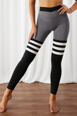 Color Block Elastic Waistband Active Leggings - Admiresty