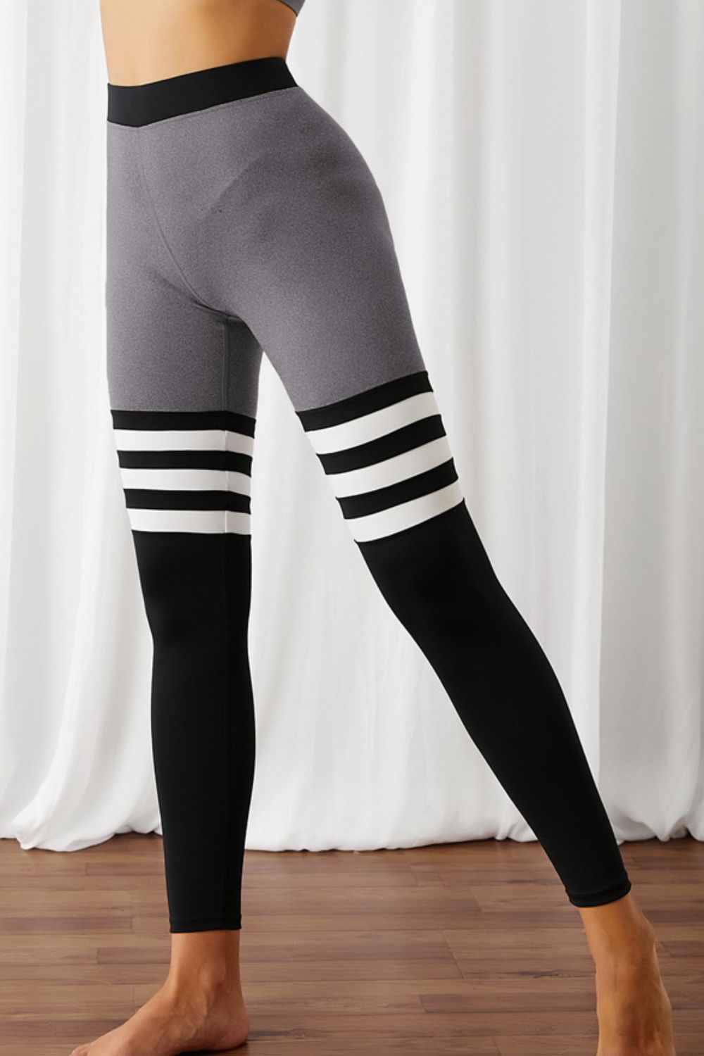 Color Block Elastic Waistband Active Leggings - Admiresty