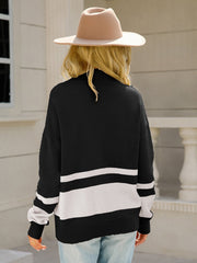 Color Block Half Zip Knit Top - Admiresty