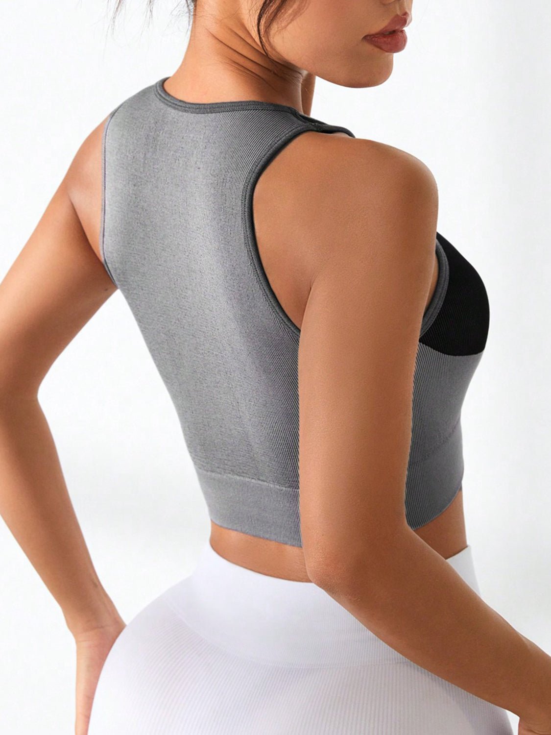 Color Block Round Neck Active Tank - Admiresty