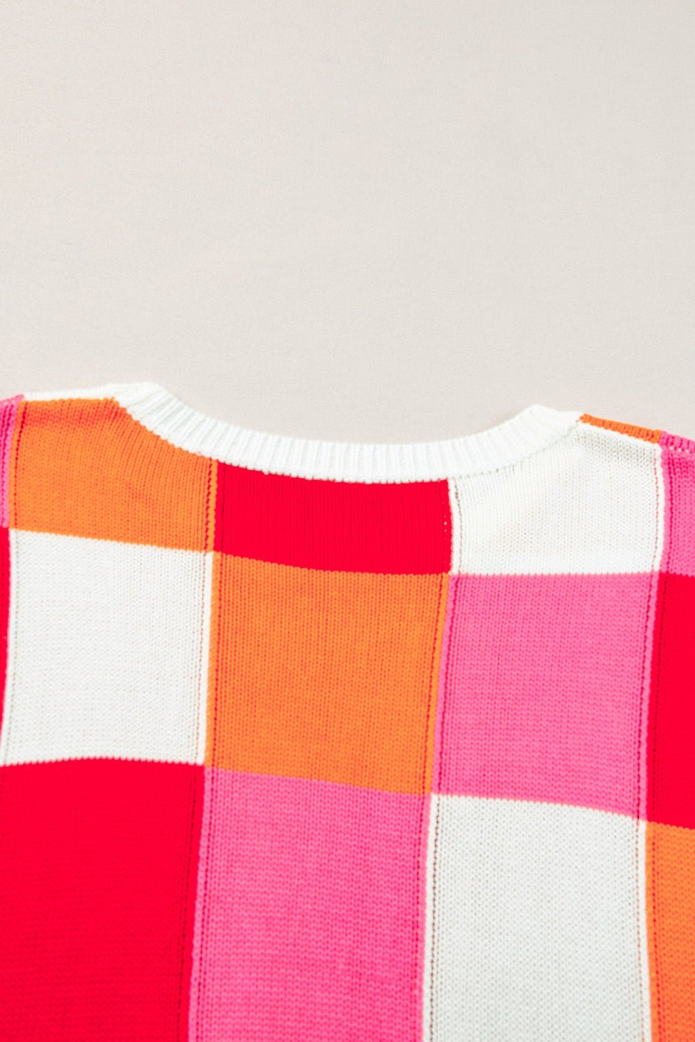 Color Block Round Neck Cap Sleeve Knit Top - Admiresty