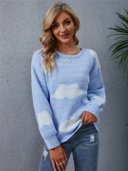 Color Block Round Neck Dropped Shoulder Sweater - Admiresty