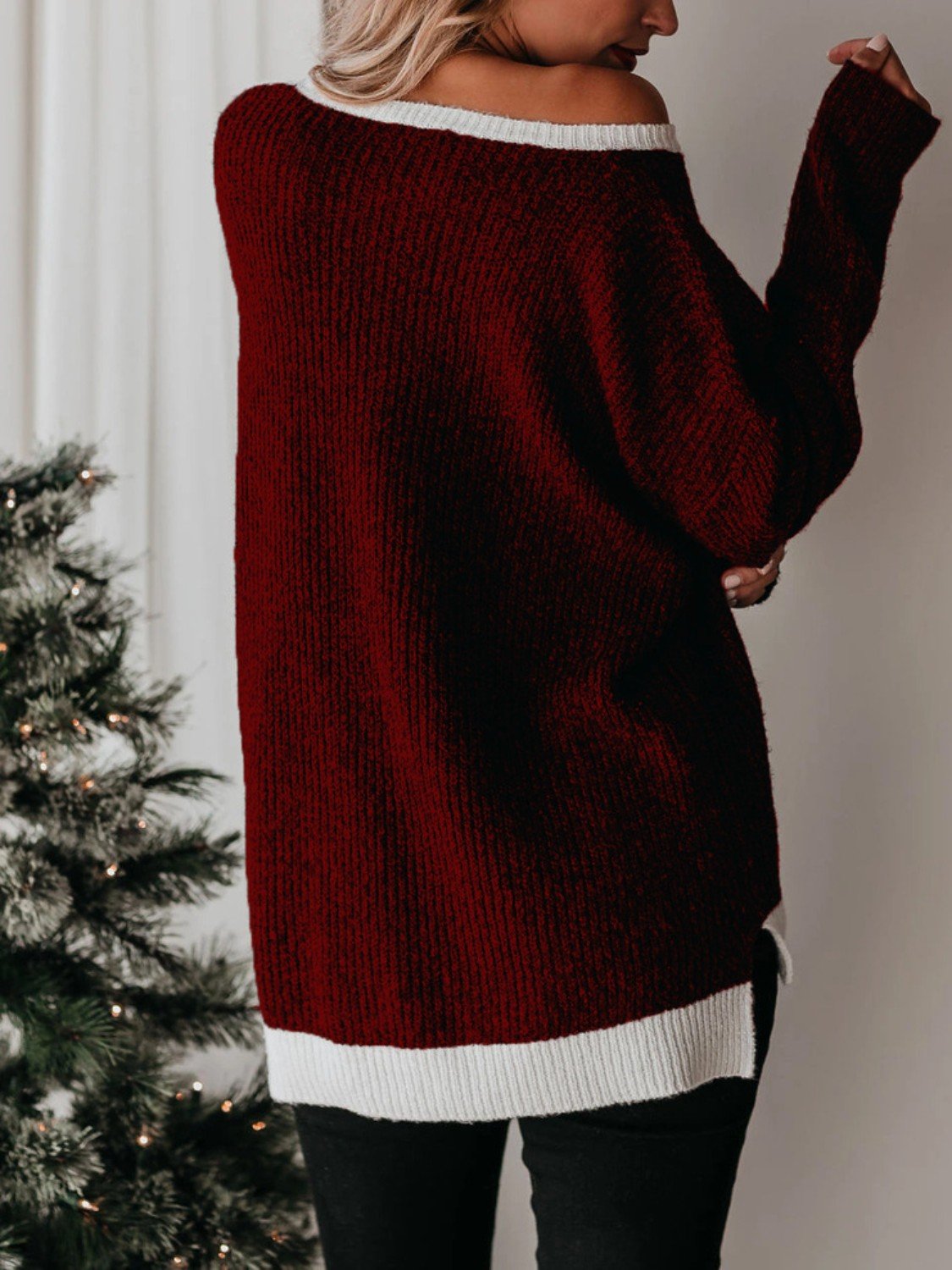 Color Block Round Neck Long Sleeve Sweater - Admiresty