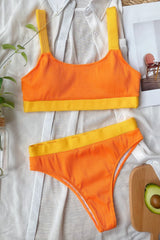 Color Block Scoop Neck Bikini Set - Admiresty