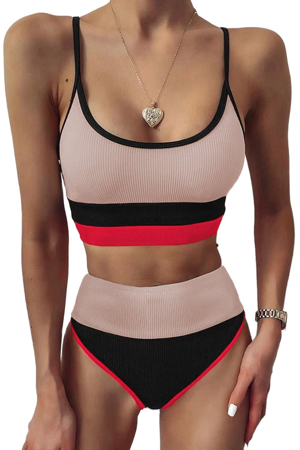 Color Block Spaghetti Strap Two - Piece Swim Set - Admiresty