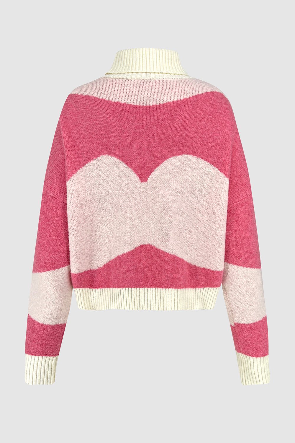 Color Block Turtleneck Dropped Shoulder Sweater - Admiresty