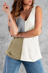 Color Block V - Neck Knit Vest - Admiresty