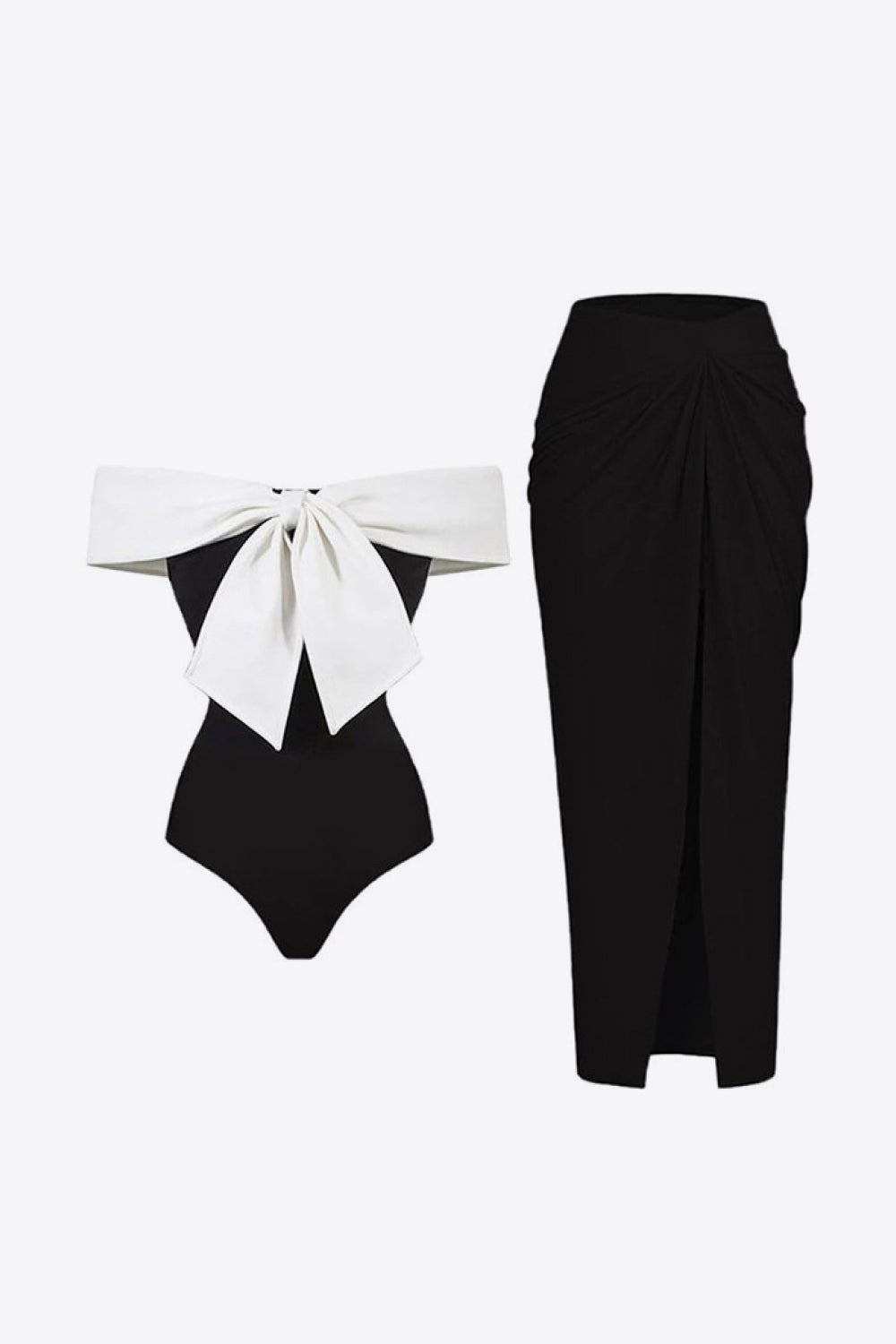 Contrast Bow Detail Two - Piece Swim Set - Admiresty