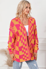 Contrast Exposed Seam Open Front Cardigan - Admiresty