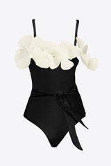 Contrast Flower Detail One - Piece Swimsuit - Admiresty