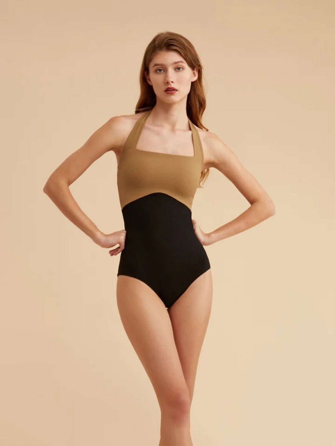 Contrast Halter Neck One - Piece Swimwear - Admiresty