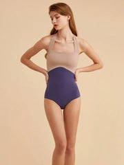 Contrast Halter Neck One - Piece Swimwear - Admiresty