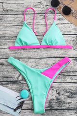 Contrast Ribbed Bikini Set - Admiresty