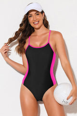 Contrast Spaghetti Strap One - Piece Swimsuit - Admiresty