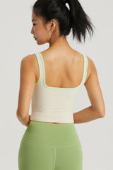 Contrast Square Neck Cropped Sports Tank - Admiresty