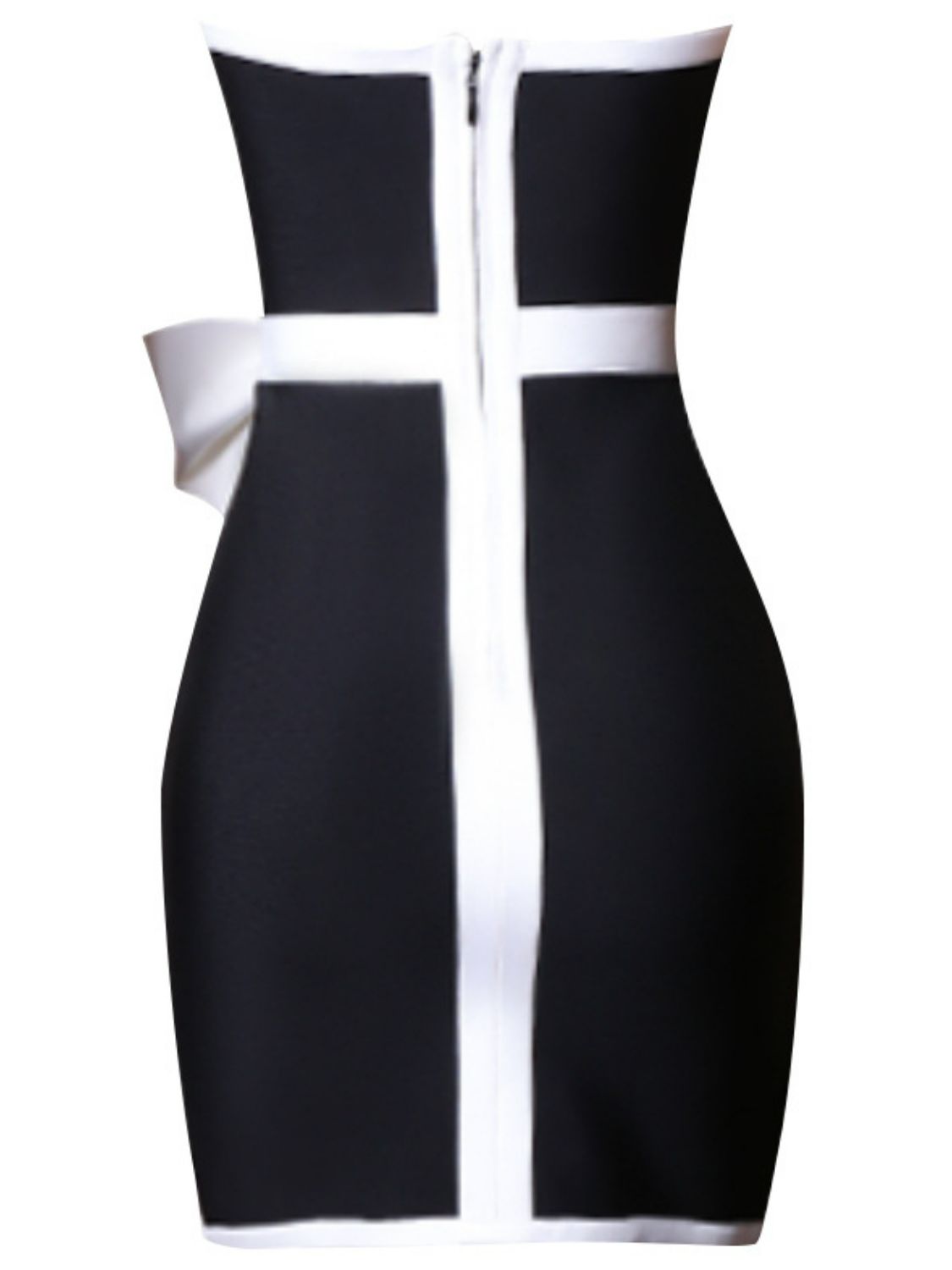 Contrast Strapless Bow Detail Mini Dress - Admiresty