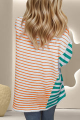 Contrast Striped Round Neck Half Sleeve T - Shirt - Admiresty