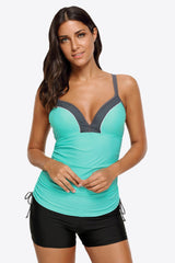 Contrast Sweetheart Neck Swim Cami - Admiresty