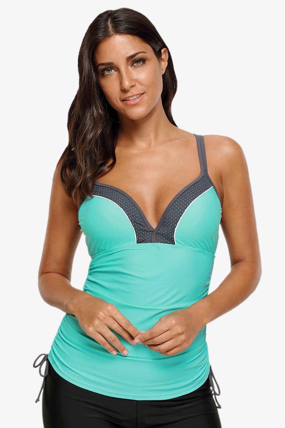 Contrast Sweetheart Neck Swim Cami - Admiresty