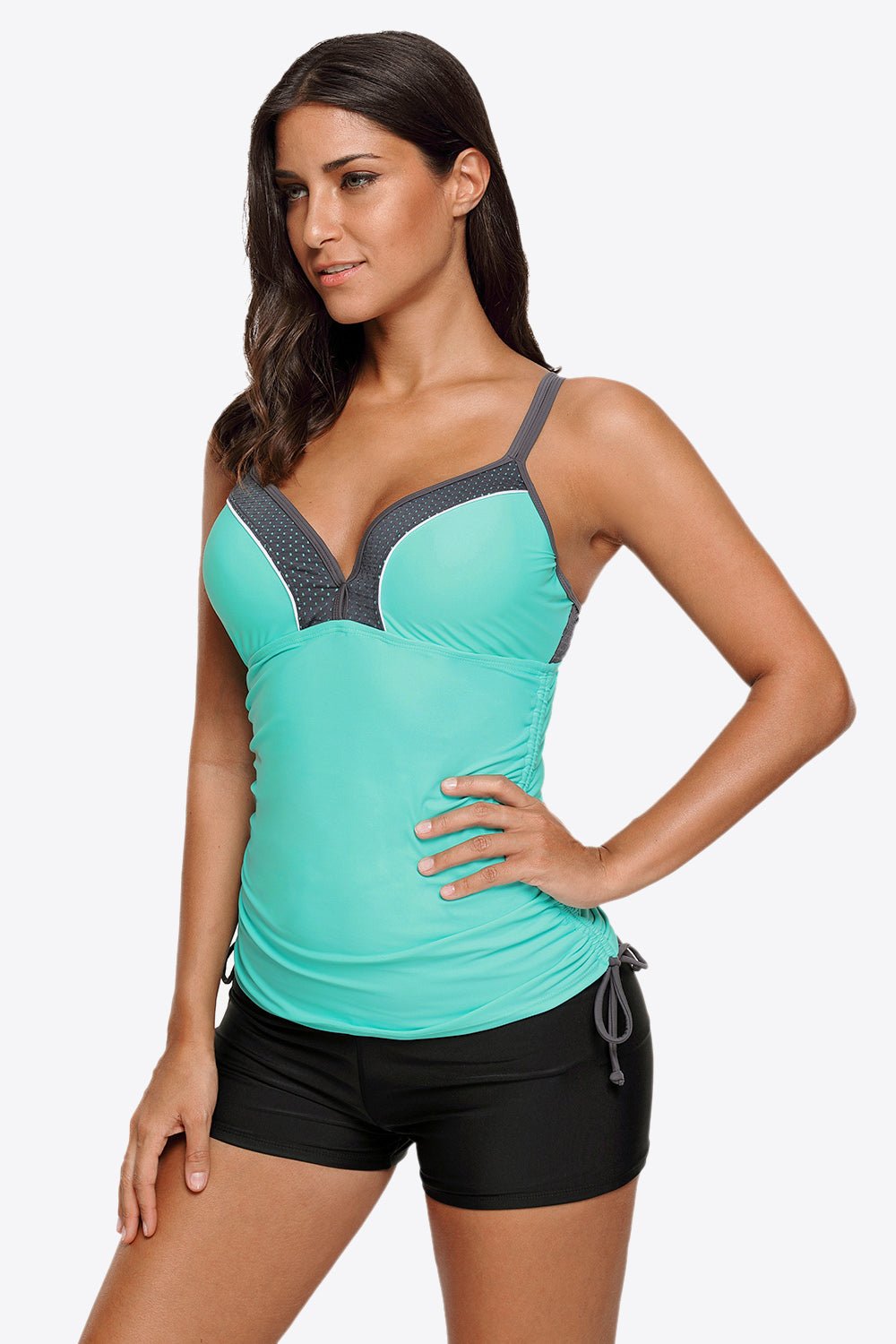 Contrast Sweetheart Neck Swim Cami - Admiresty