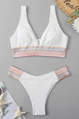 Contrast Textured High Cut Swim Set - Admiresty