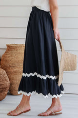 Contrast Trim Elastic Waist Skirt - Admiresty