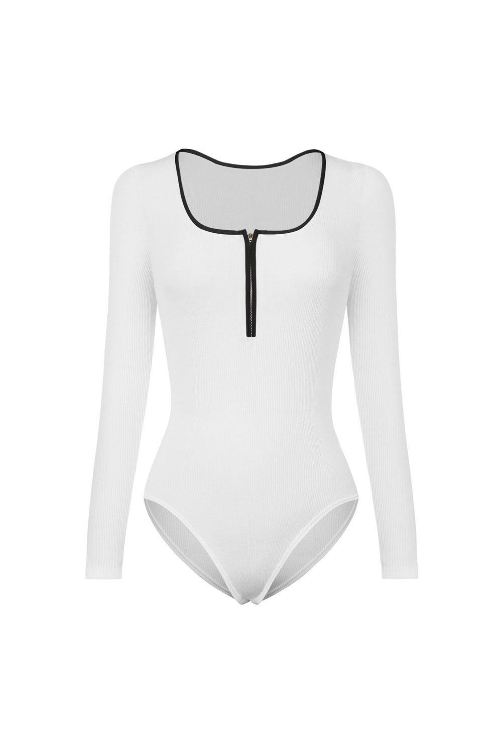 Contrast Trim Ribbed Long Sleeve Bodysuit - Admiresty