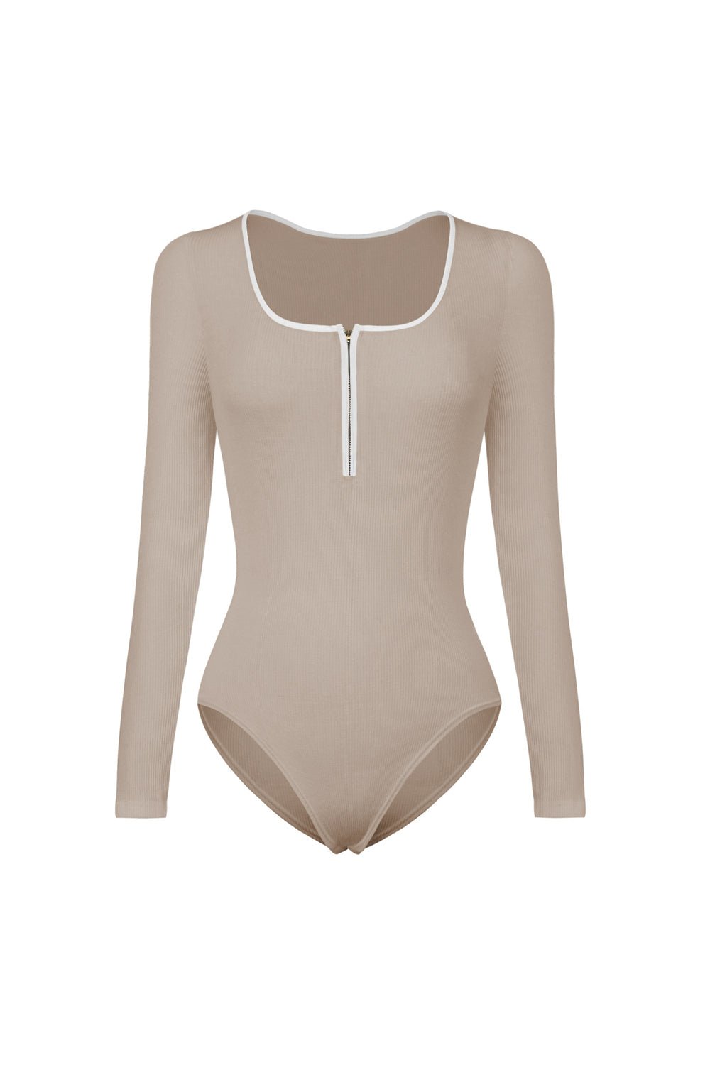 Contrast Trim Ribbed Long Sleeve Bodysuit - Admiresty